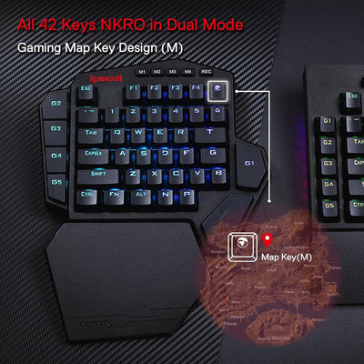 Redragon K585 DITI Drahtlose mechanische Einhandtastatur, 42 Tasten 2.4Ghz RGB 40% Gaming Keypad mit
