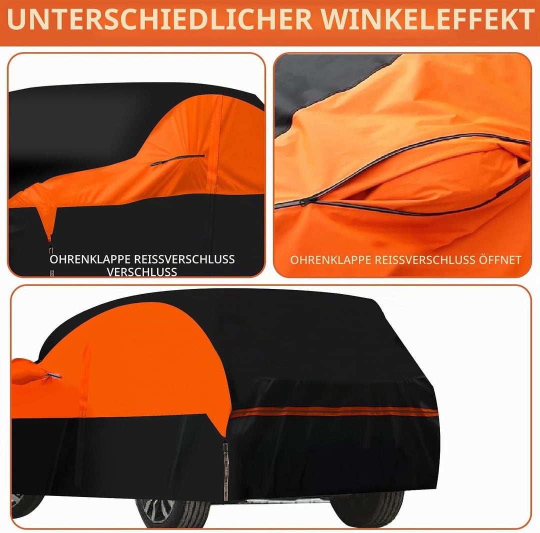 Vollgarage für VW Tiguan SWB 2007–2024, 6-lagige Outdoor Autoabdeckung mit Baumwolle, wasserdicht, R