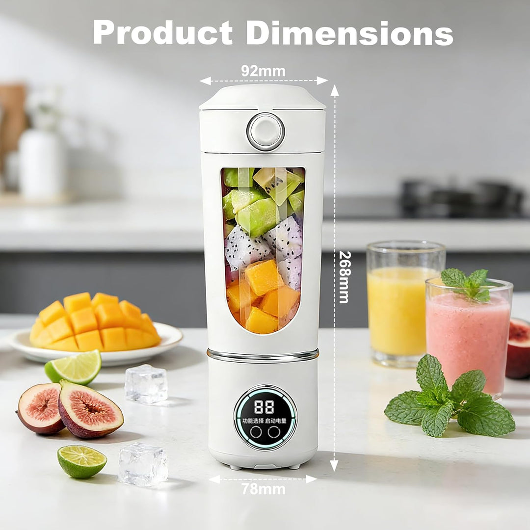 Tragbarer Mixer Smoothie Maker, 700 ml Kleiner Entsafter, Typ-C Wiederaufladbar, mit 12 Rostfreien K