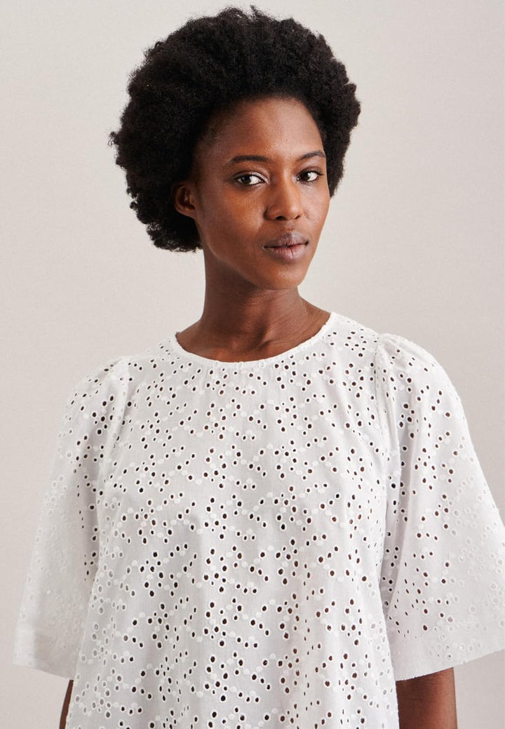 Seidensticker Damen Regular Fit Kurzarm Bluse 36 Weiss, 36 Wei&#xDF;