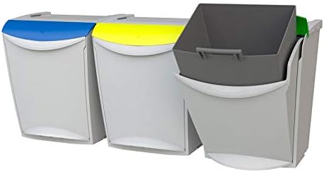 Denox Ecosystem Abfalleimer, 25 l Zentimeter Amarillo y gris Gelb, Gelb