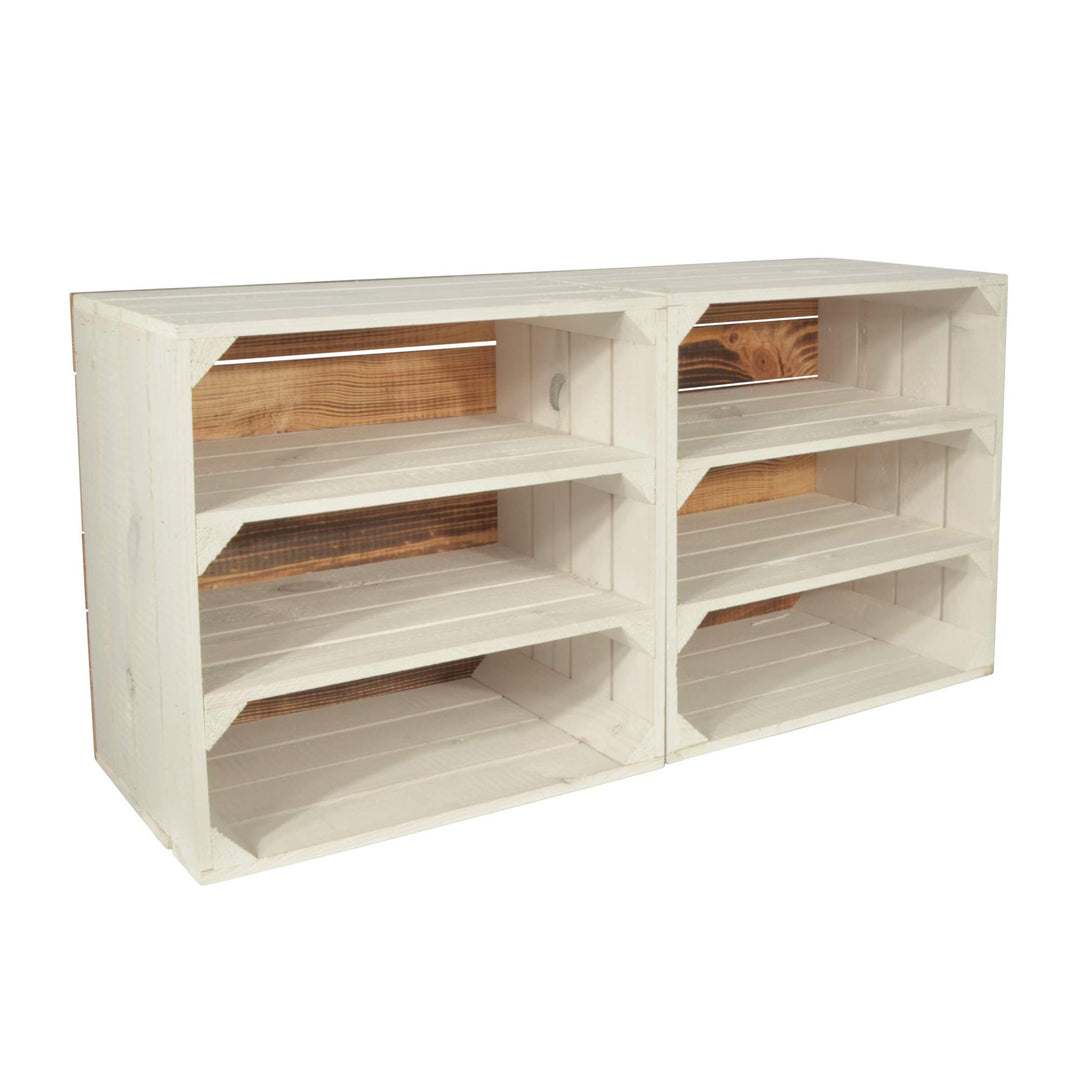 2 Set Weinregal Wino aus Holz - Greta Weiss 2X Regal Holzkiste 2 2x Weiss Regal, 2 2x Weiss Regal