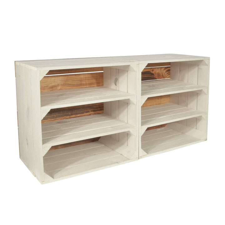 2 Set Weinregal Wino aus Holz - Greta Weiss 2X Regal Holzkiste 2 2x Weiss Regal, 2 2x Weiss Regal