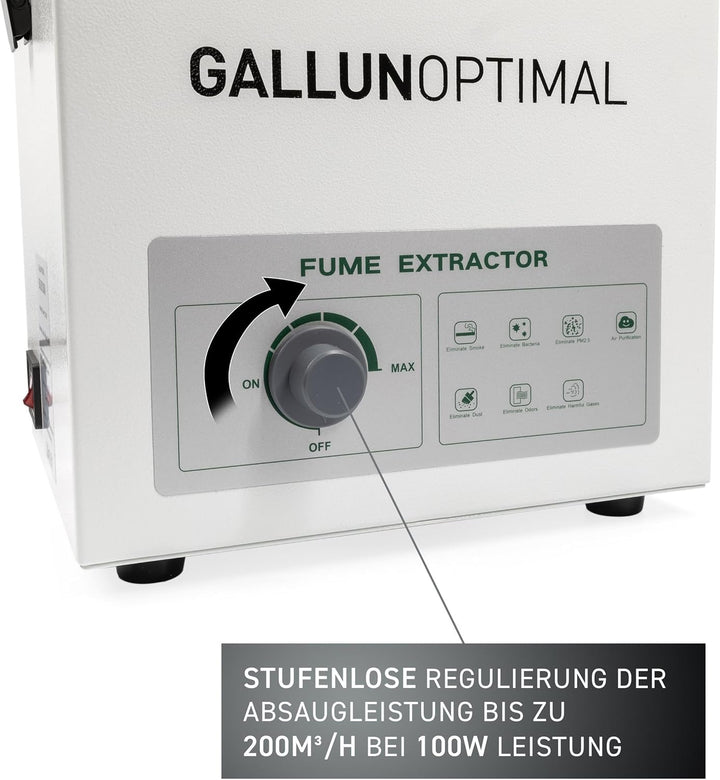 Lötrauchfiltersystem 100 W – 200 m³/h regelbar, 3-stufig (Vorfilter + HEPA H13 + Aktivkohle), Segmen