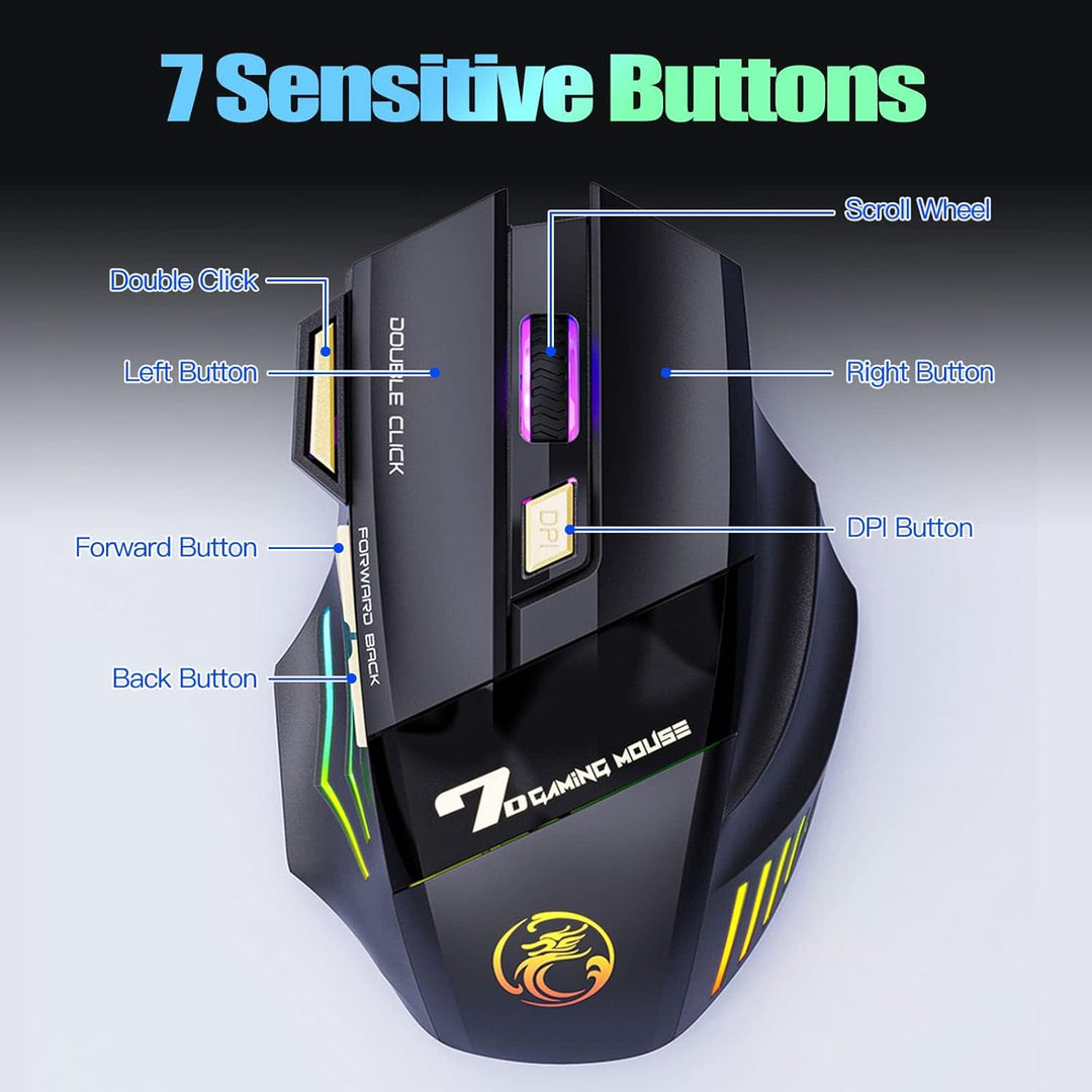 VEGCOO C8 Wireless Gaming Maus, wiederaufladbare Silent Click Gaming Maus mit 2.4G USB-Empfänger, 3