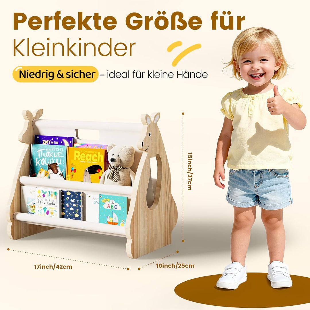 Kinder Bücherregal aus Holz - Montessori Regal für Kinderzimmer l Kinderzimmer Möbel, Buch-Organizer