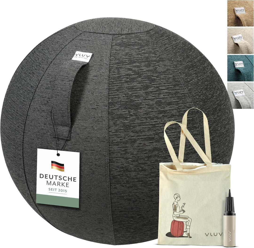 VLUV® BOL STOV Sitzball Büro Ergonomisch [Atmungsaktiv mit Tragegriff und Wegrollschutz] Waschbarer