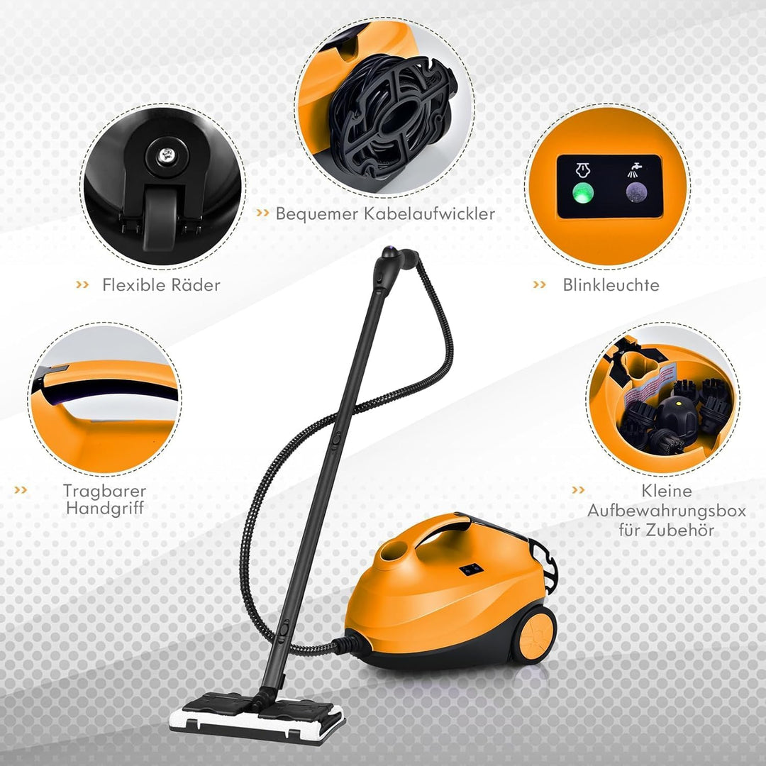 RELAX4LIFE Dampfreiniger 2000W, Dampfdruck: 4 bar, Tank: 1,5 L, Dampfzeit: bis 45 Min., bis 108°C, D