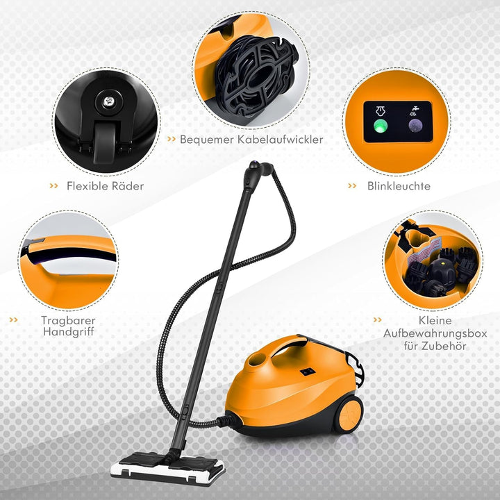 RELAX4LIFE Dampfreiniger 2000W, Dampfdruck: 4 bar, Tank: 1,5 L, Dampfzeit: bis 45 Min., bis 108°C, D