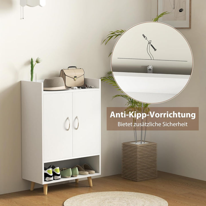 HOMCOM Schuhschrank Schuhregal Schmal mit 4 Fächern Schuhaufbewahrung für 12 Paar Schuhe, Flur und E