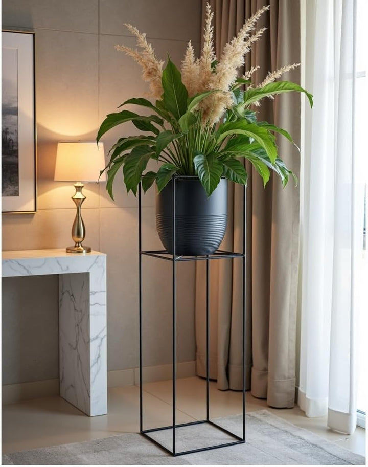 Pflanzenständer Filo - 24x24x80cm - Farbe Schwarz - für Zimmerblumen - Metallregal - Dekorativer Tis