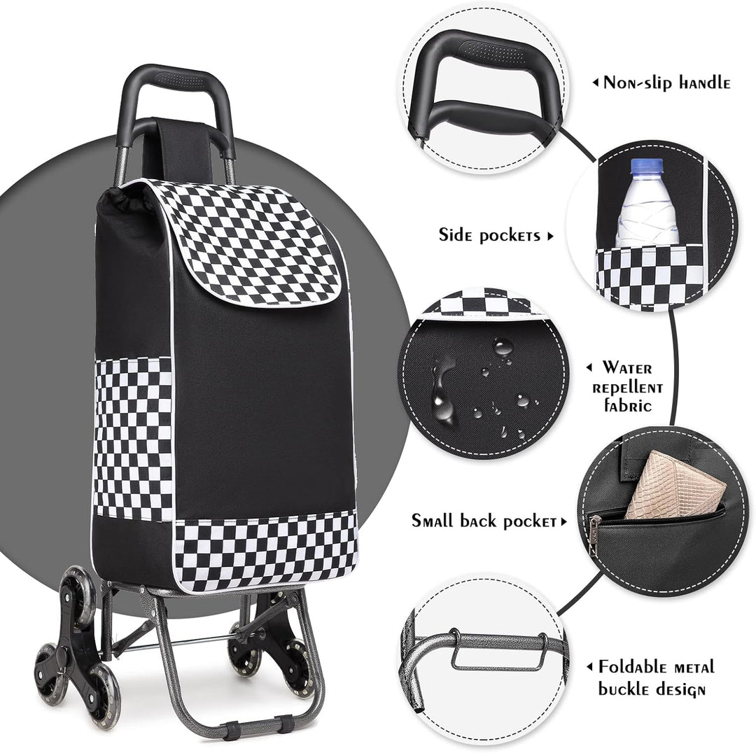 Kono Einkaufstrolley Einkaufswagen Stabiler Trolley Einkaufstrolley Klappbar 2 in 1 Abnehmbar Tasche