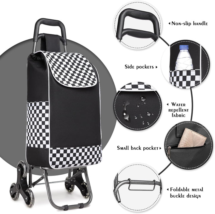 Kono Einkaufstrolley Einkaufswagen Stabiler Trolley Einkaufstrolley Klappbar 2 in 1 Abnehmbar Tasche