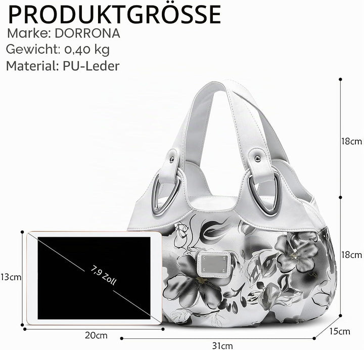 DIRRONA Damen Handtasche Schultertasche Kompakt Tragetasche Lässige Handgelenktasche Wasserdicht PU
