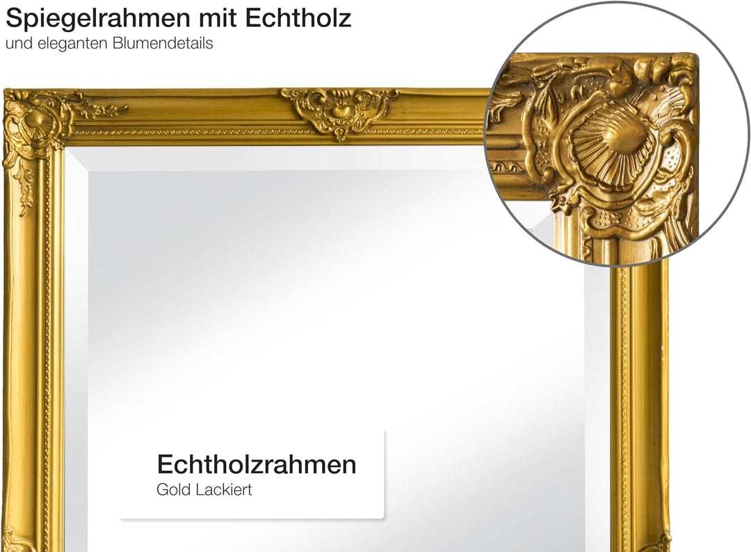 Wholesaler GmbH LC Home Wandspiegel Barock Gold ca. 180 x 80 cm Antik-Stil m. Facettenschliff XL Gan