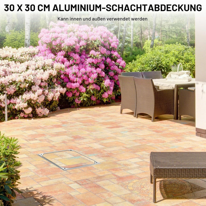 LIROPAU Schachtabdeckung 300x300mm Aluminium Versenkte Schachtdeckel, Eingebettete Schachtabdeckung