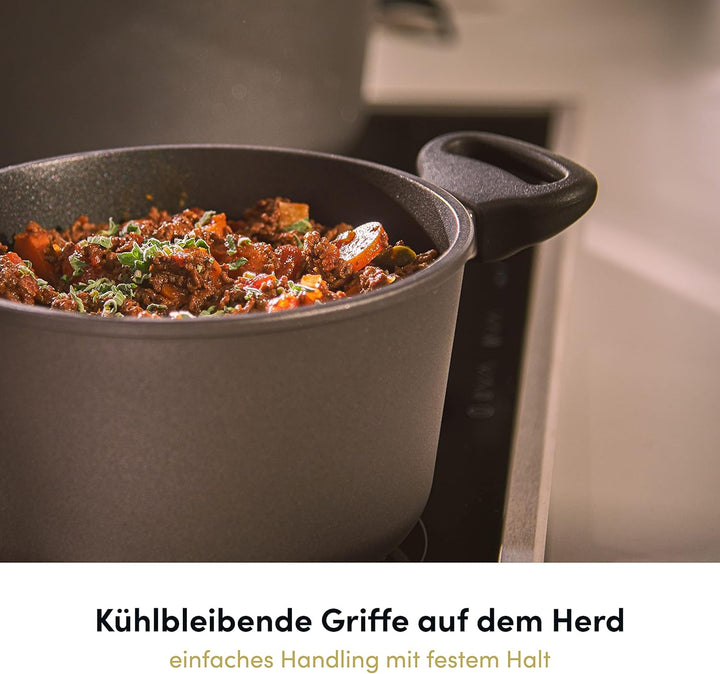 Hoffmann Schmorpfanne 28 cm hoher Rand Induktion I Pfanne mit 2 Griffen Made in Germany I Hochrandpf