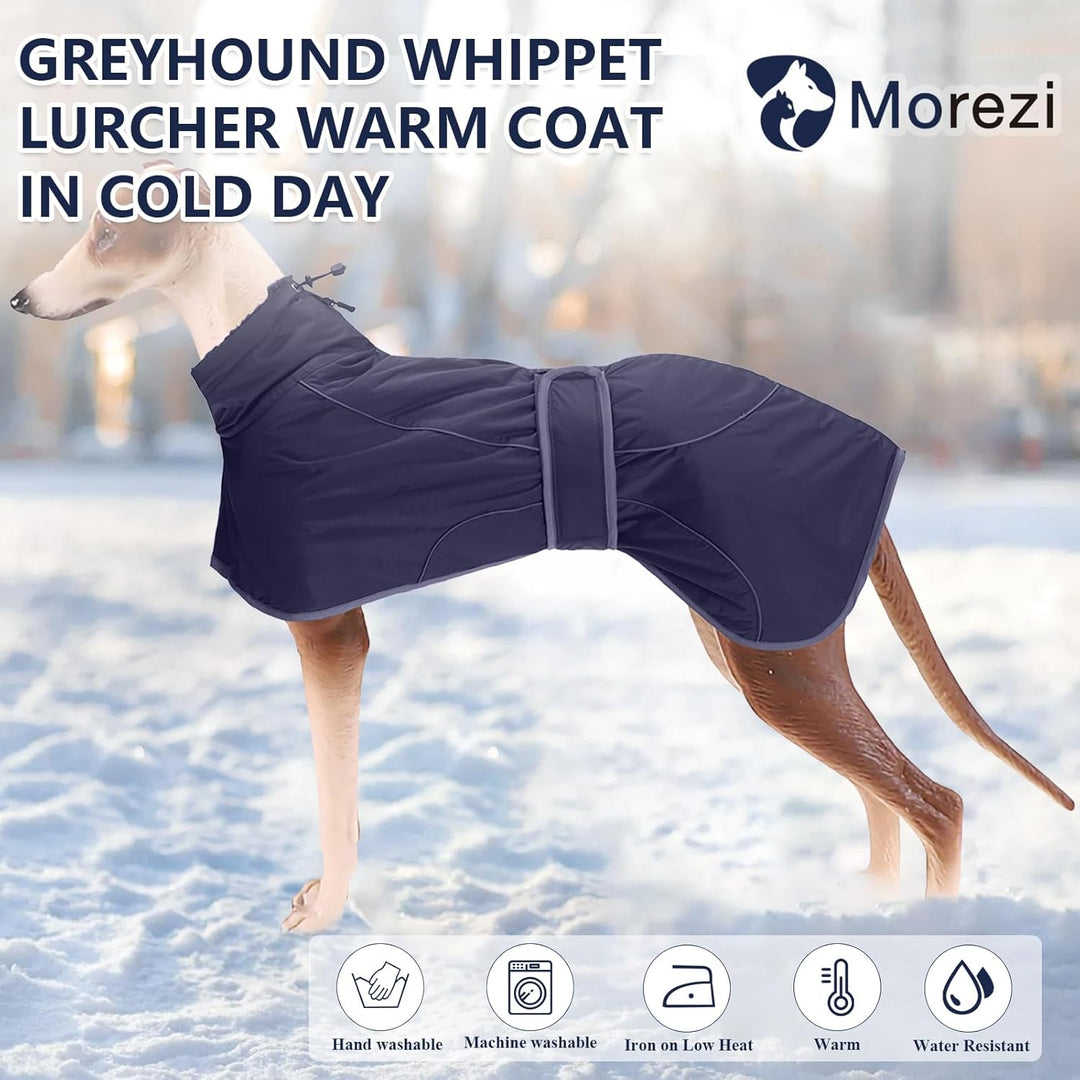 MOREZI Windhund-Wintermantel, Whippet-Mantel mit gepolstertem Fleece-Futter, Wasserabweisende Hundej
