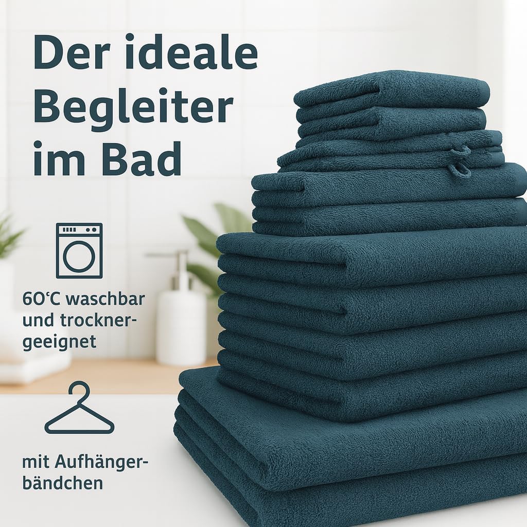 Betz 6er Pack Handtücher Set Handtuch Berlin Grösse 50 x 100 cm 100% Baumwolle Farbe tauben blau, Bl