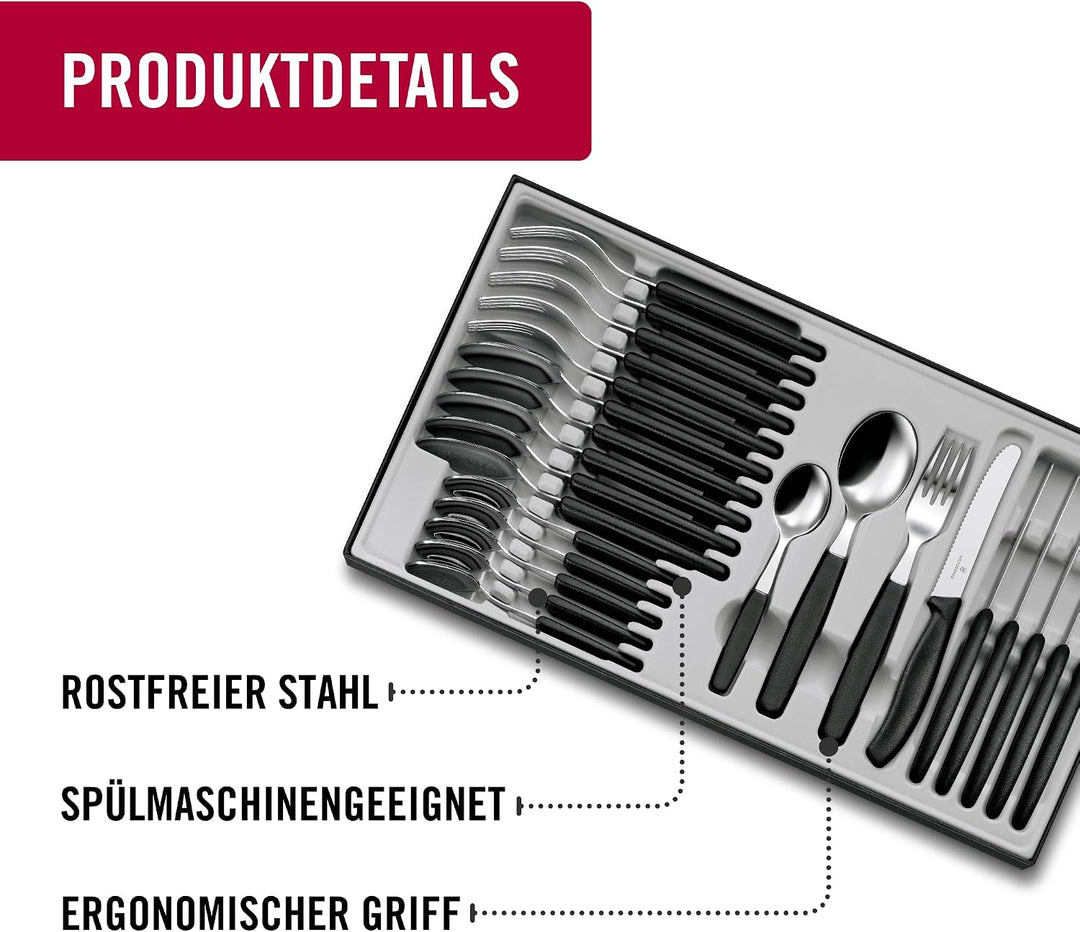Swiss Classic Tafelbesteck mit Tomatenmesser, 24-teilig, schwarz Single, Single