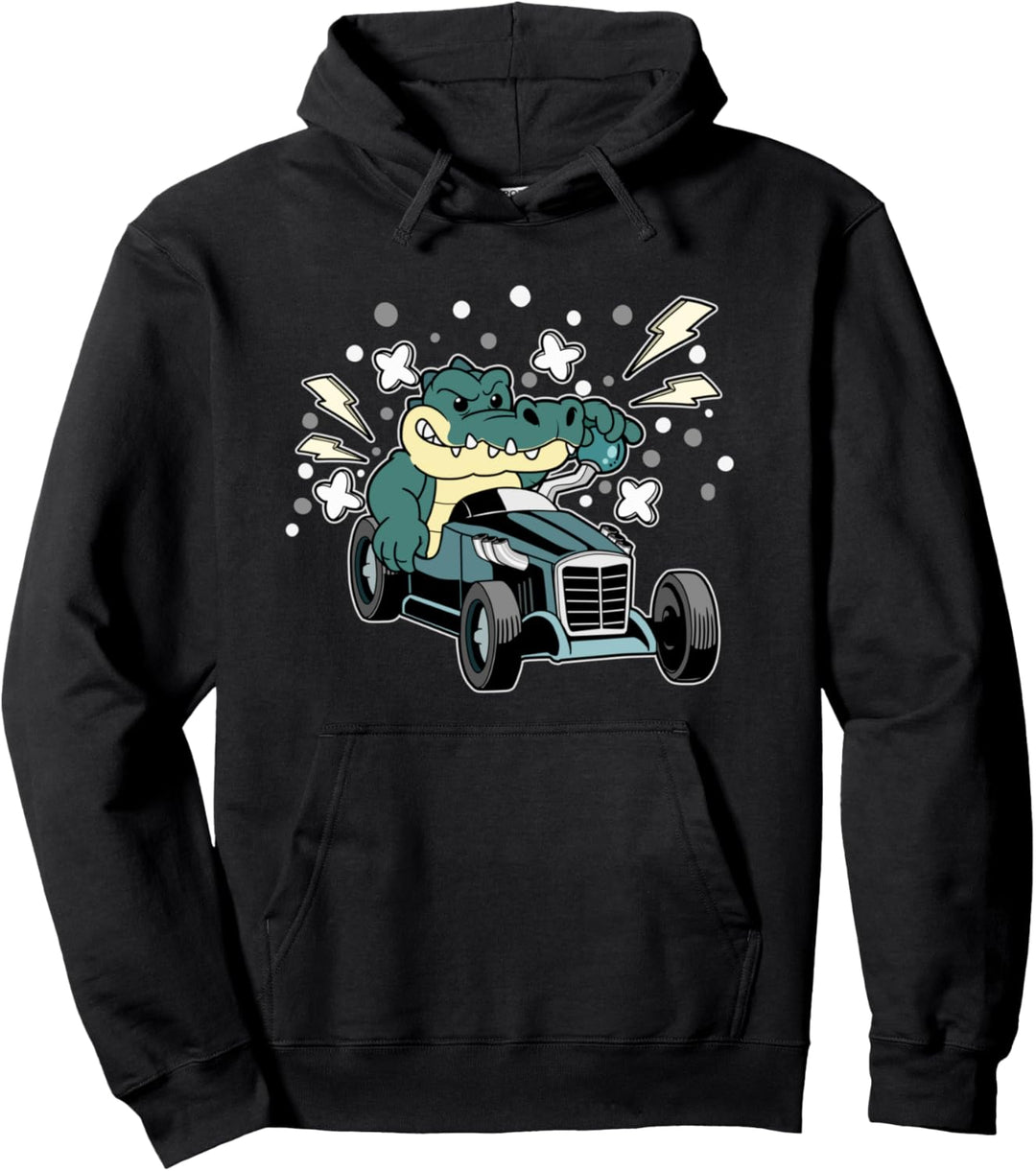 Lustiges Krokodil Rennen Auto Rennwagen Alligator Rennauto Pullover Hoodie
