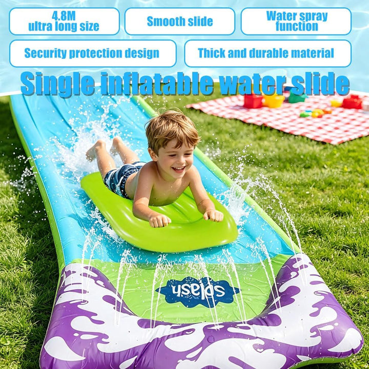 480*70CM Wasserrutsche Garten Für Kinder, Wasserrutsche Outdoor Sommer Rasen Mit 2 Bodyboards, Singl