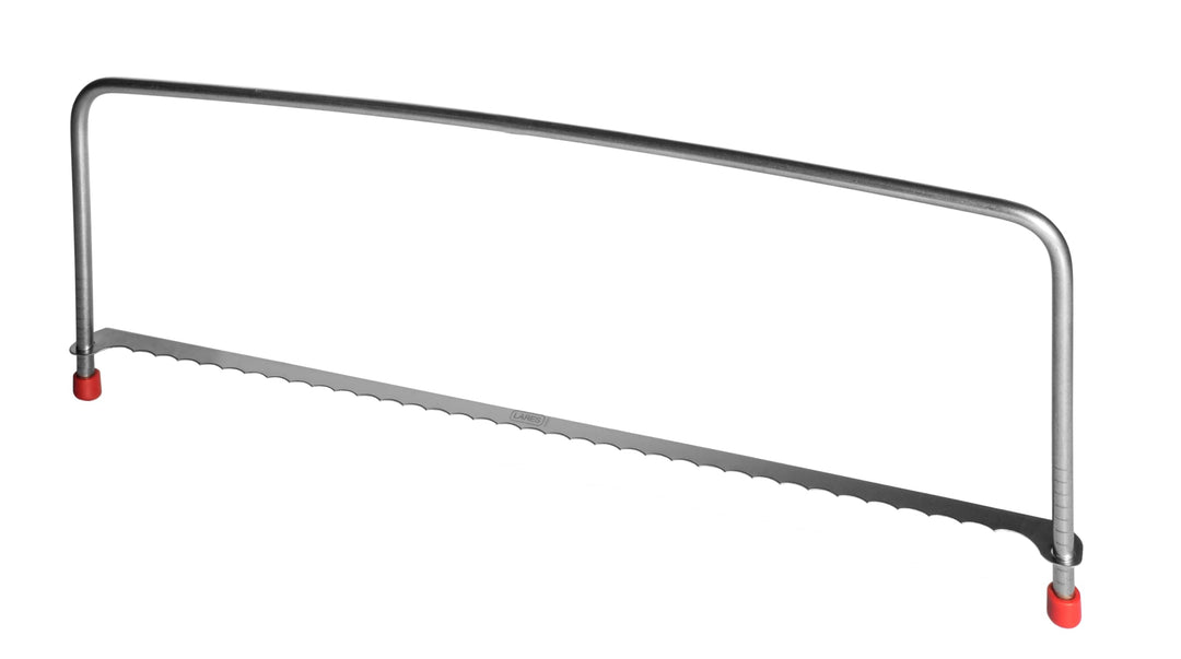 Lares Tortenschneider Edelstahl 40 cm – höhenverstellbarer Tortenbodenschneider mit Skala – Tortenme