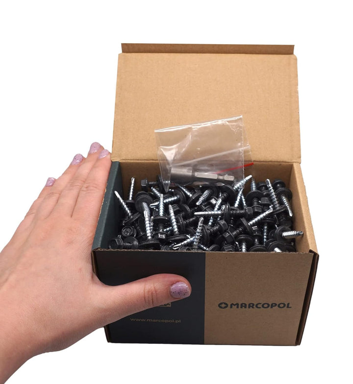 (250 Stück) Metall Dachschrauben 4,8 x 35 mm lackierte selbstbohrende Schrauben mit EPDM Unterlegsch