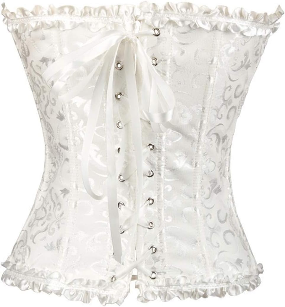 Damen Korsett Bauchweg Vollbrust Corsage Top Gothic Burlesque Schnüren Bustier, S