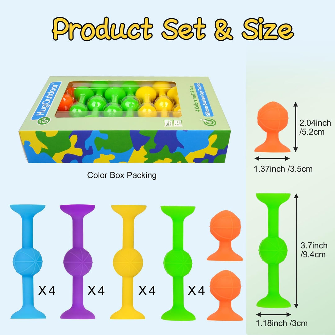 HugOutdoor 18 Pcs 4 Farben Saugnapf Spielzeug Darts Sets Kinder Bad Sticky Spielzeug Weiche Silikon