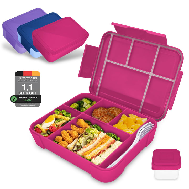 IJIAMY Brotdose Kinder mit Fächern, 1300ml Jausenbox Kinder, Auslaufsicher Bento Box, Lunchbox Kinde