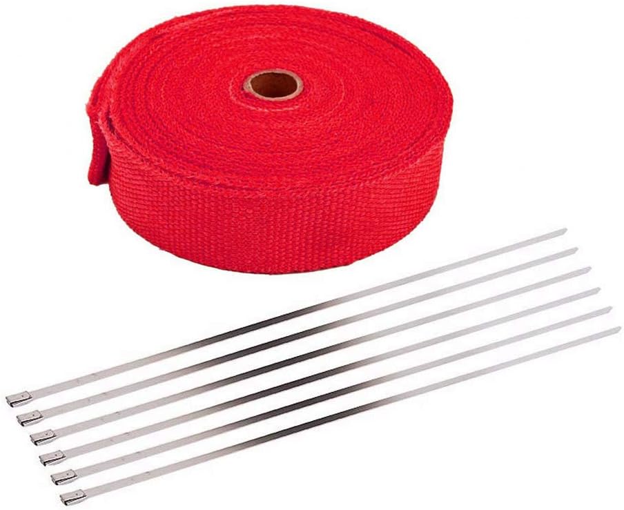 5CM X 10M Fiberglas Rot Hitzeschutzband Auspuffband Auspuff Hitze Wickel Schild Hülle Auto Motorrad