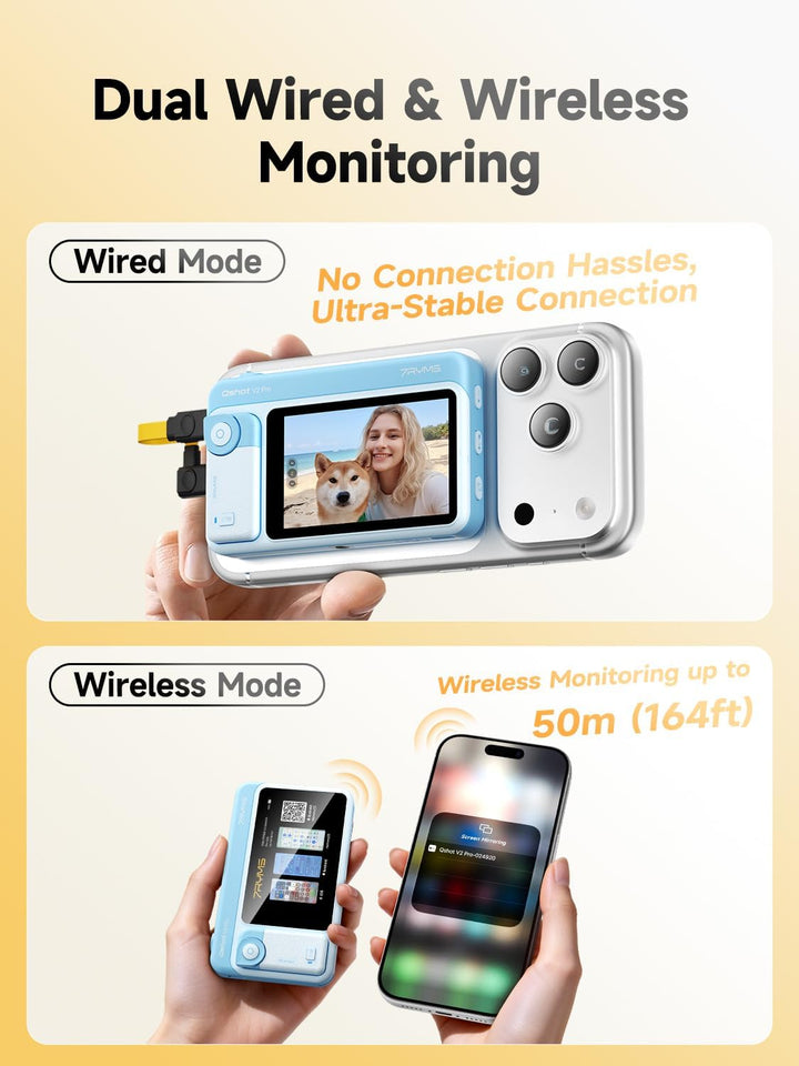 7RYMS Qshot V2 Pro Selfie Monitor, Magnetischer Smartphone Rückkamera Bildschirm für iPhone & Androi