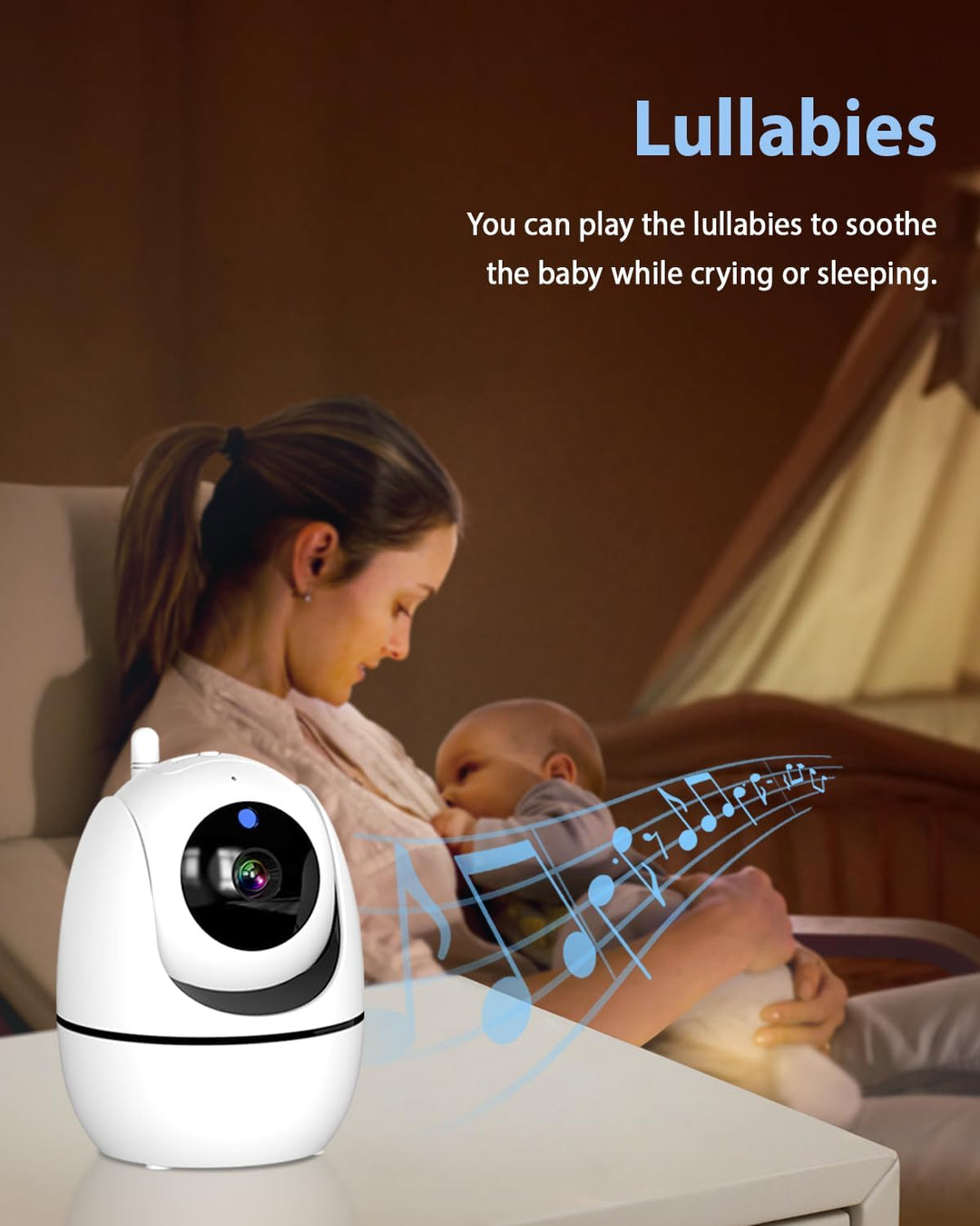Ade Babyphone mit Kamera 5 Zoll 720P HD IPS-Display Babyphone Kamera 2-Wege-Audio VOX-Modus 300M Rei