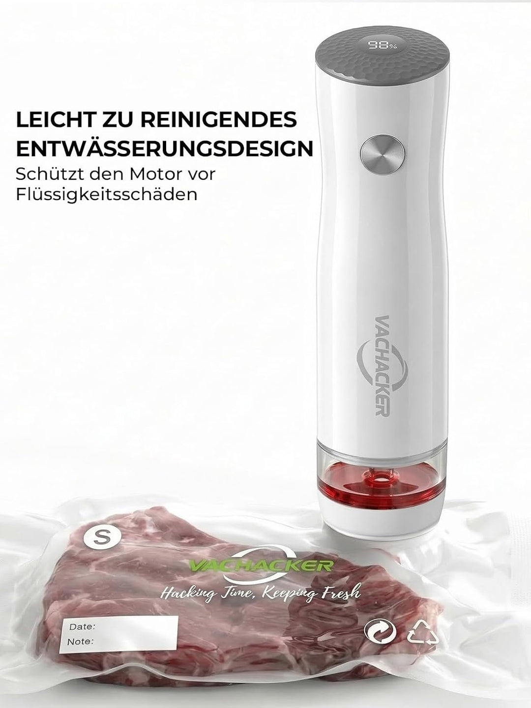 Vakuumiergerät für Lebensmittel, Vachacker Handliche Vakuumierer | Mini Vakuumiergerät mit 30 Wieder