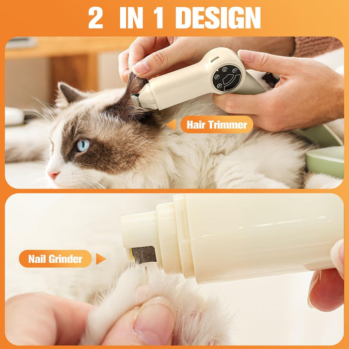 Hoofun Upgrade 2in1 Profi Pfotentrimmer: Nägel Feilen und Rasieren Trimmer mit Starker Motor & Akku