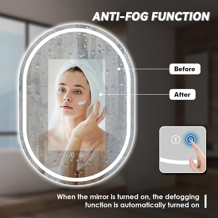 Dripex Badspiegel mit Beleuchtung Led Spiegel mit Touch-Schalter, Dimmbar, 3 Lichtfarbe Einstellbare