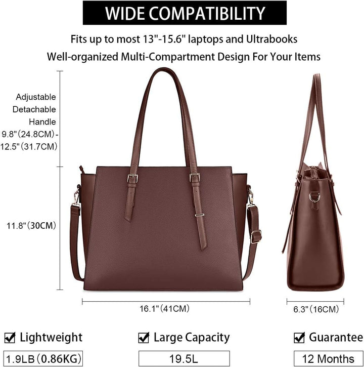 NEWHEY Handtasche Damen Shopper Damen Grosse Schwarz Gross Laptop Tasche 15.6 Zoll Elegant Leder Umh
