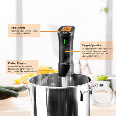 Inkbird Sous Vide Stick 1000 Watt,ISV-200W Sous Vide Garer App-Steuerung,360° Zirkulation,0℃-90℃ Tem