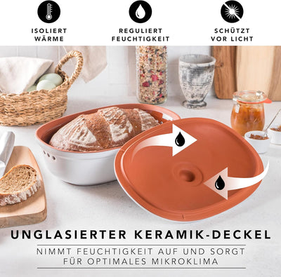 Römertopf Ovaler Brottopf aus natürlicher Keramik, ideal für die Aufbewahrung von Brot und Gebäck 30