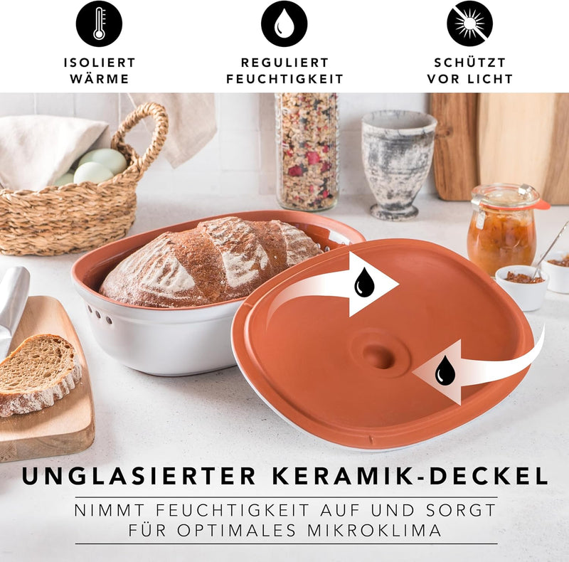Römertopf Ovaler Brottopf aus natürlicher Keramik, ideal für die Aufbewahrung von Brot und Gebäck 30