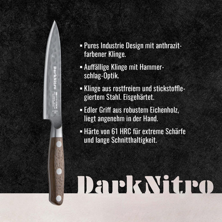 F. DICK Officemesser DarkNitro 12 cm - geschmiedet, rostfrei, Klinge extra scharf, 61 HRC, klein, Ha