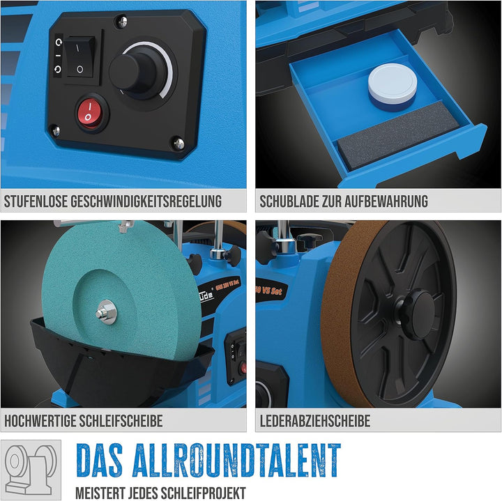 Güde Nassschleifer GNS 250 VS Set (150 W, Induktionsmotor, Edelkorund-Schleifstein Ø 250 mm/220 K, L