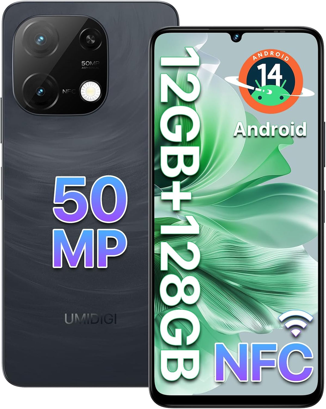 UMIDIGI G9C Android 14 NFC Smartphone(2024),12(6+6)+128GB,90Hz,50MP+8MP Kamera,Bluetooth 5.4,Simlock