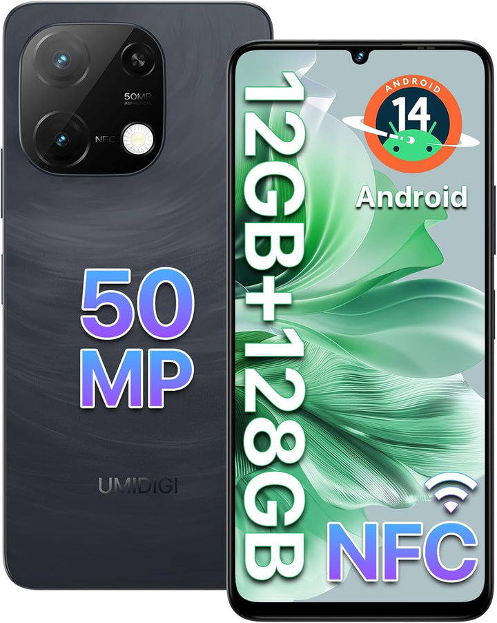 UMIDIGI G9C Android 14 NFC Smartphone(2024),12(6+6)+128GB,90Hz,50MP+8MP Kamera,Bluetooth 5.4,Simlock