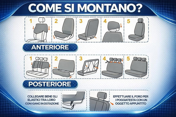 Set Universale Autositzbezüge Mit Rückenlehne Mit 2 Reissverschlüssen, Autositzbezüge Airbag Kompati