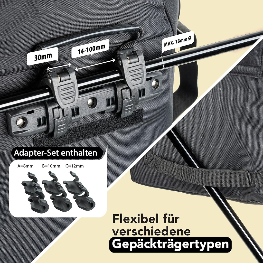 Einkaufstasche für Fahrrad - Fahrradtasche hinten einsetzbar als Gepäckträgertasche - inkl. herausne