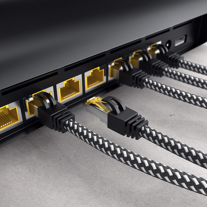 CSL - 30m CAT.7 Netzwerkkabel Gigabit Ethernet LAN Kabel 3 Meter, Baumwollmantel, 1Gbit Patchkabel,