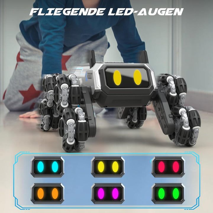 SIMREX Remote Control Robot Dog Toys for Kids 6+, Stunt RC Cars with LED Eyes & Gesture Control, 6+