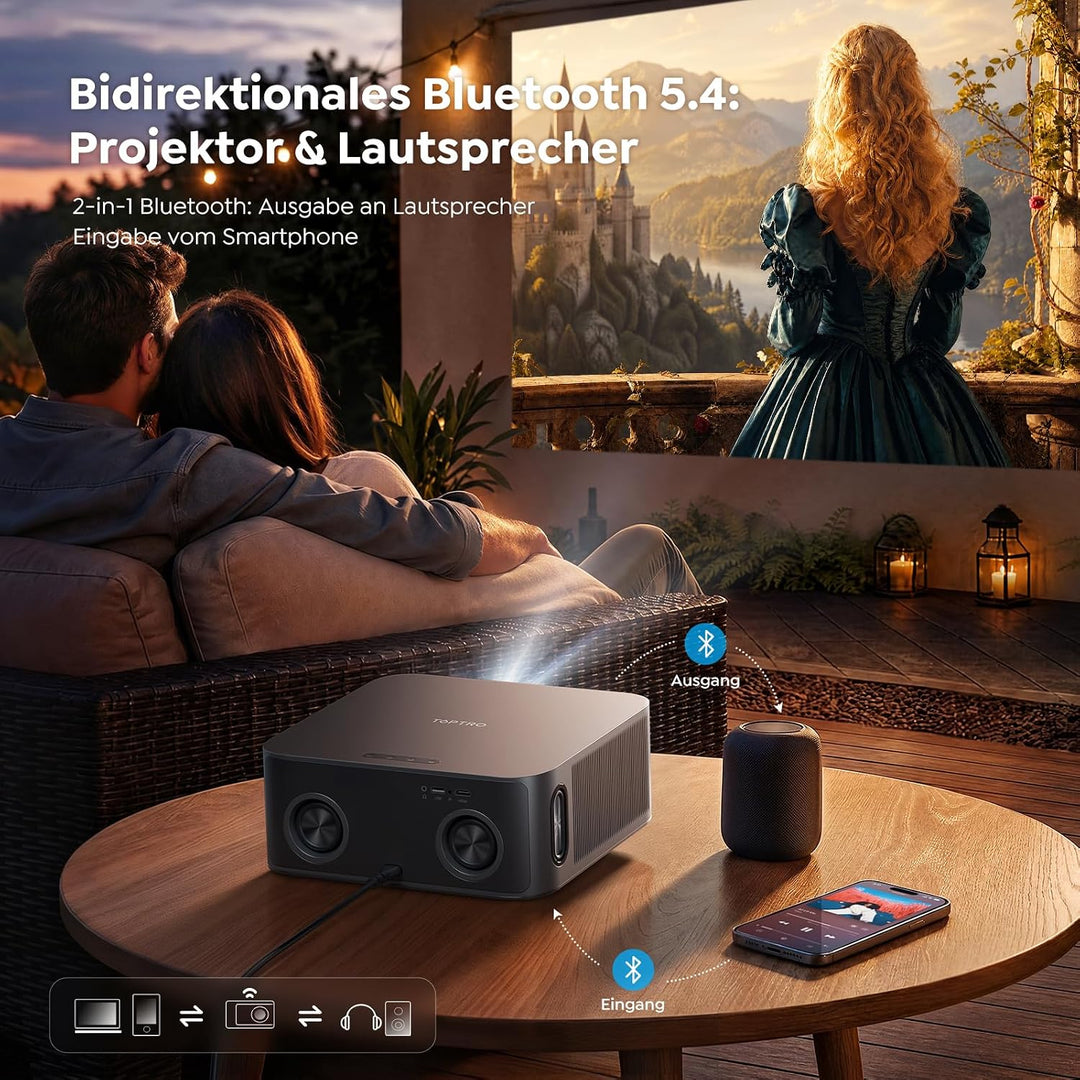 Beamer 4K [Schnellste VIDAA OS] Kompatibel mit Netflix, Dolby Audio & HDR10, 2000ANSI Smart Beamer H